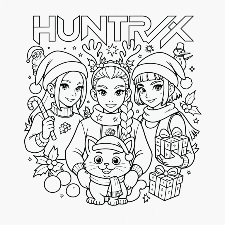 Huntrix K-pop golden božič – pobarvanka