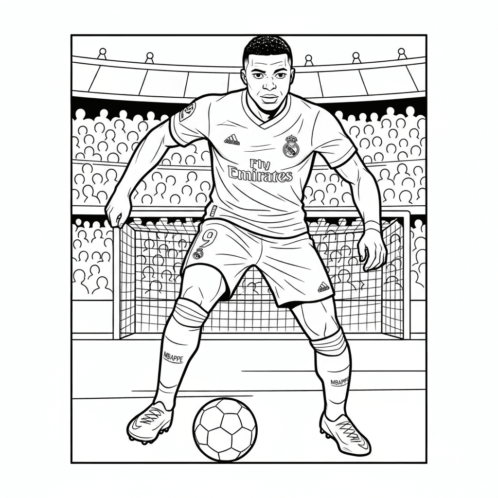 Kylian Mbappe futbal – omaľovánka
