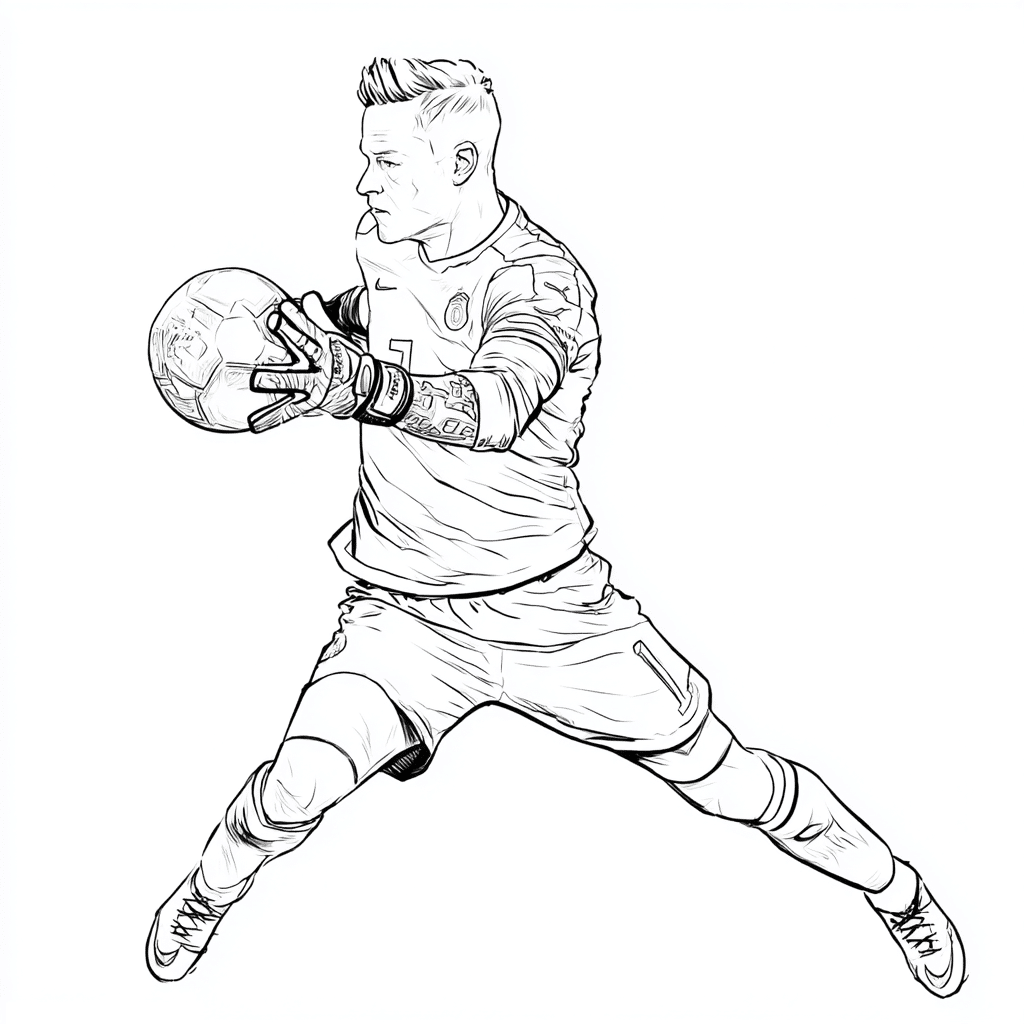 Marc-Andre Ter Stegen portar fotbal – fișă de colorat