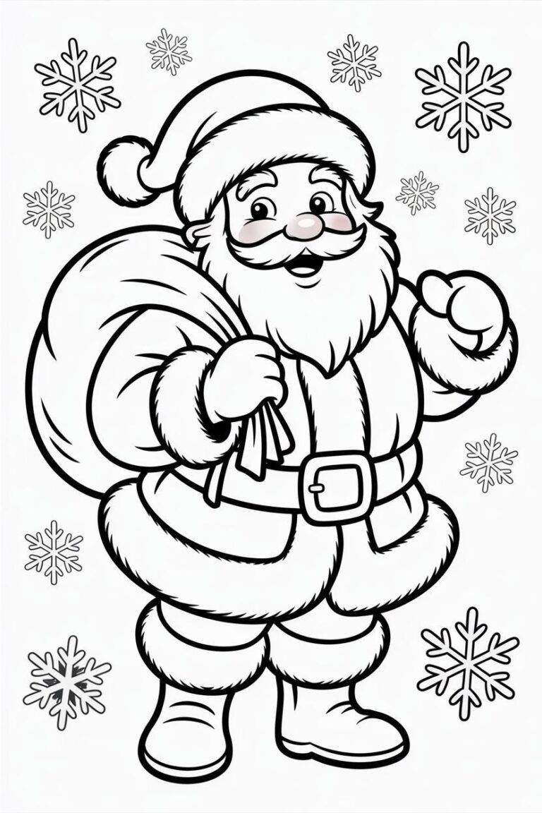 Nikolaus – Weihnachtsmann – Malvorlage