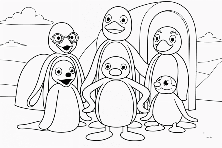 Conto de fadas do pinguim – desenho para colorir