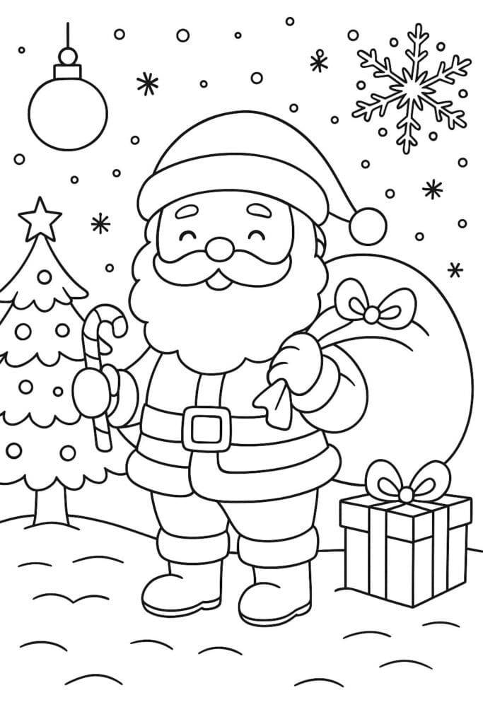 Santa claus nesie darčeky – omaľovánka