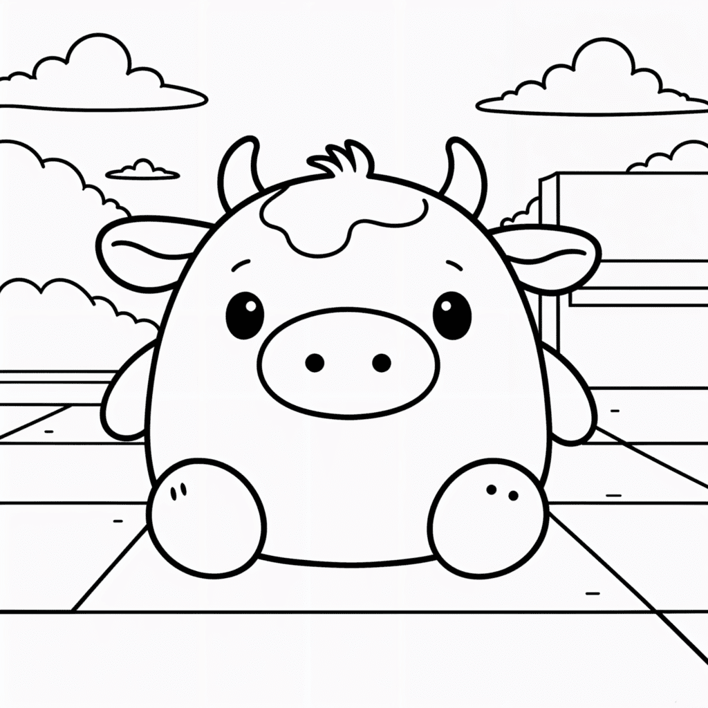 Squishmallow cow – colouring page