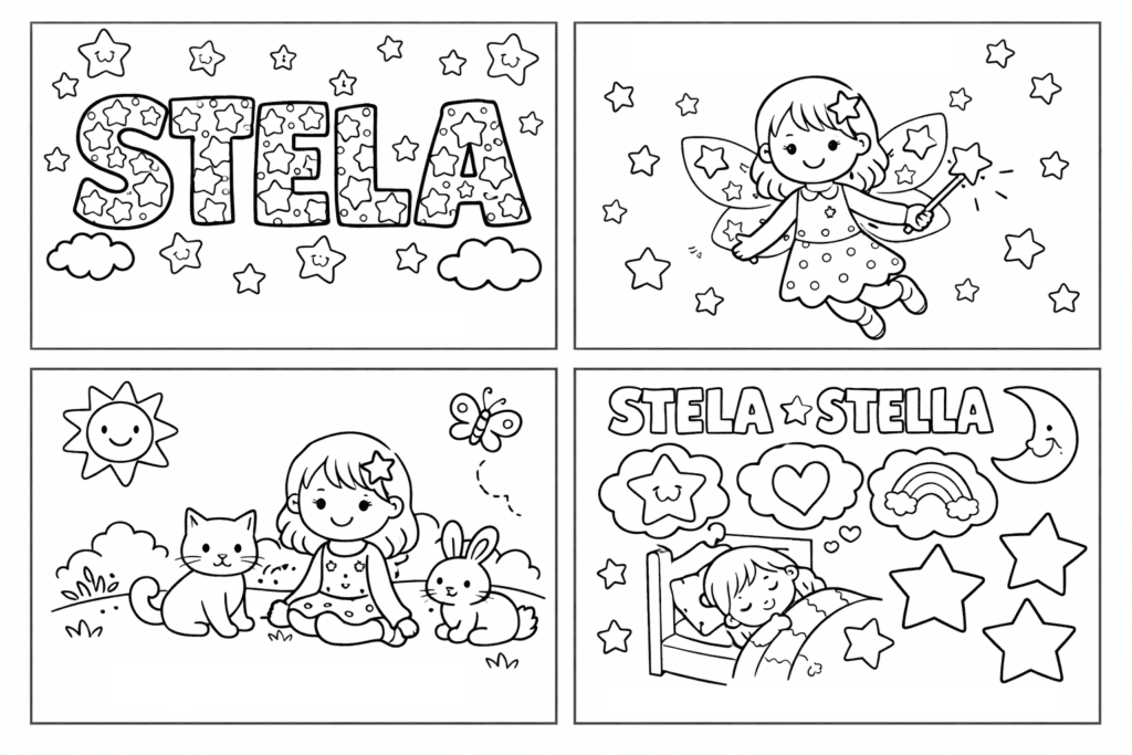 Stela name colouring page