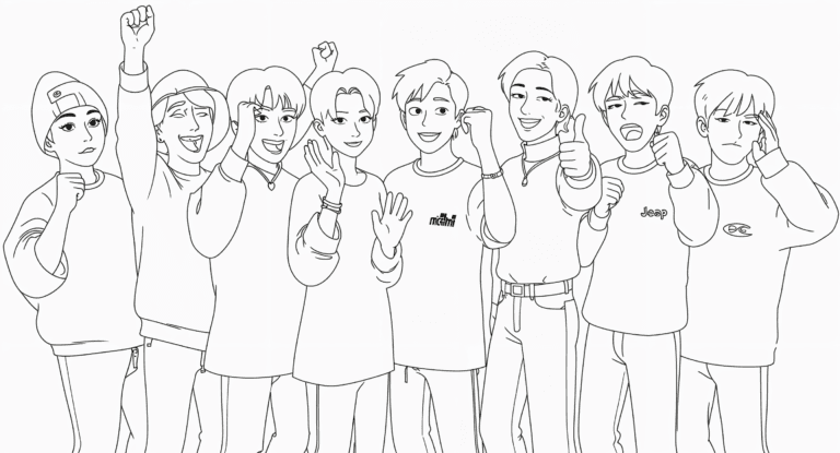 Stray Kids hudobná skupina – omaľovánka