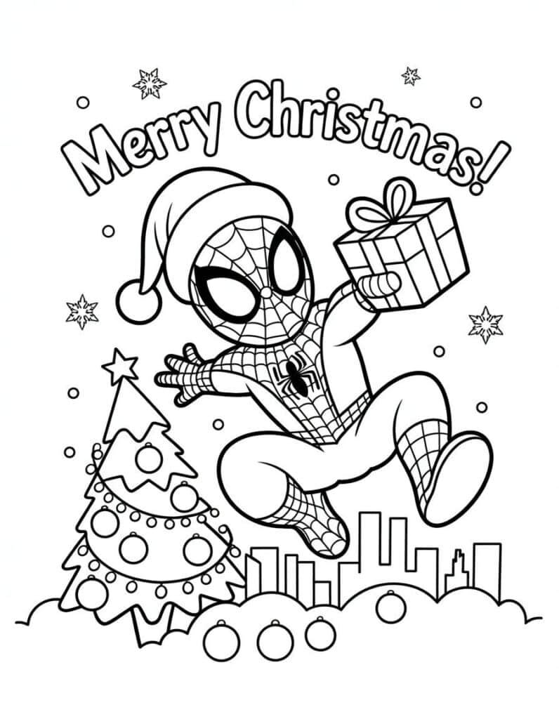 Homem-Aranha de Natal Spidey – desenho para colorir
