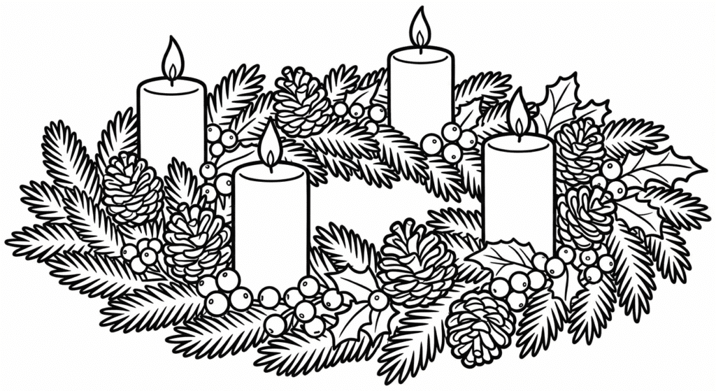 Adventný veniec – omaľovánka