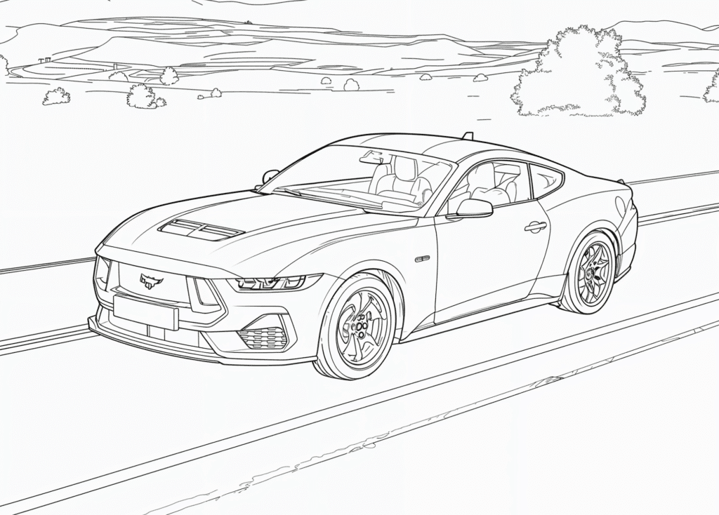 Carro Ford Mustang – desenho para colorir