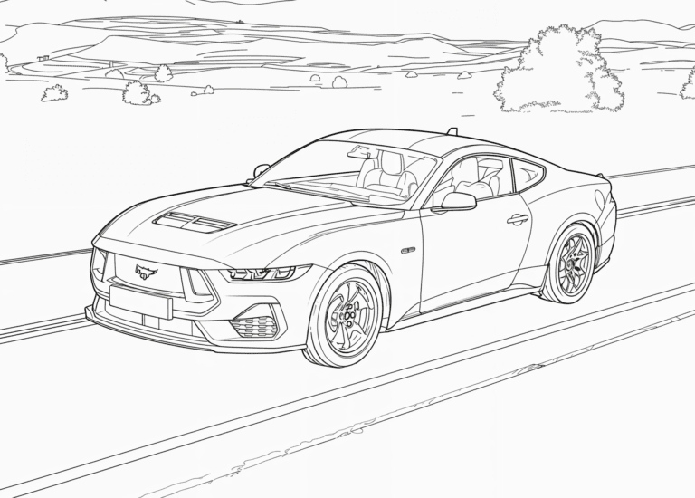 Carro Ford Mustang – desenho para colorir