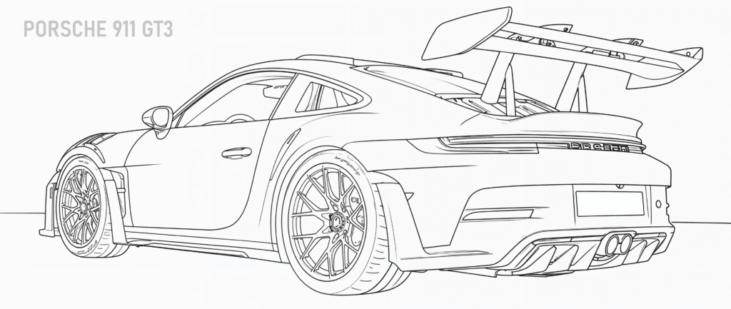 Mobil Porsche 911 GT3 RS – halaman mewarnai