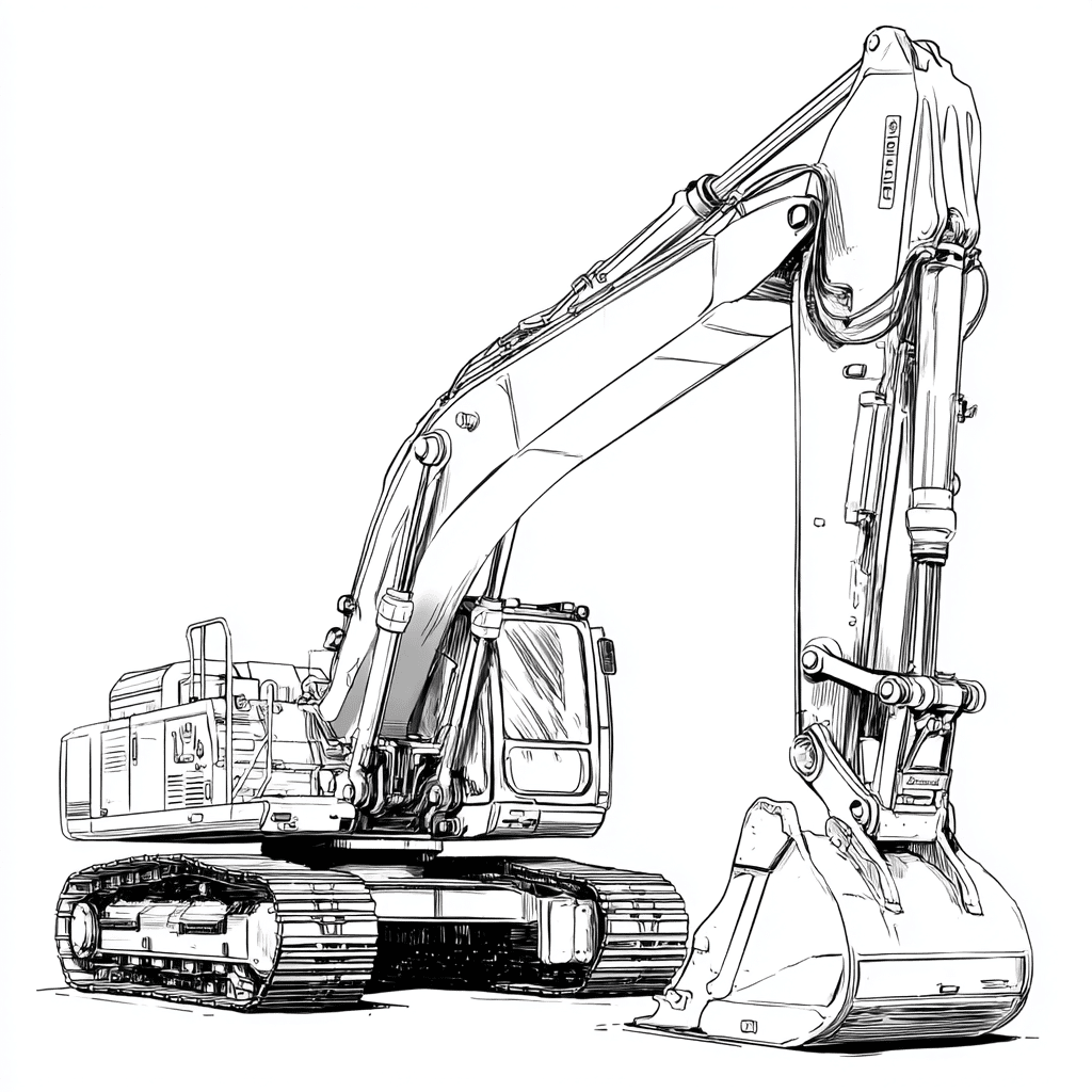 Realistischer Bagger – Malvorlage