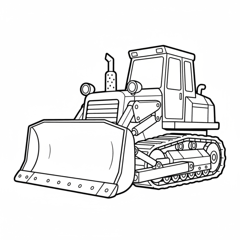 Bulldozer mewarnai – halaman mewarnai