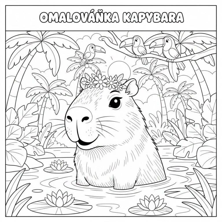 Capybara di surga – halaman mewarnai