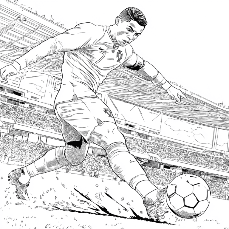Página para colorir do jogador de futebol Cristiano Ronaldo – desenho para colorir