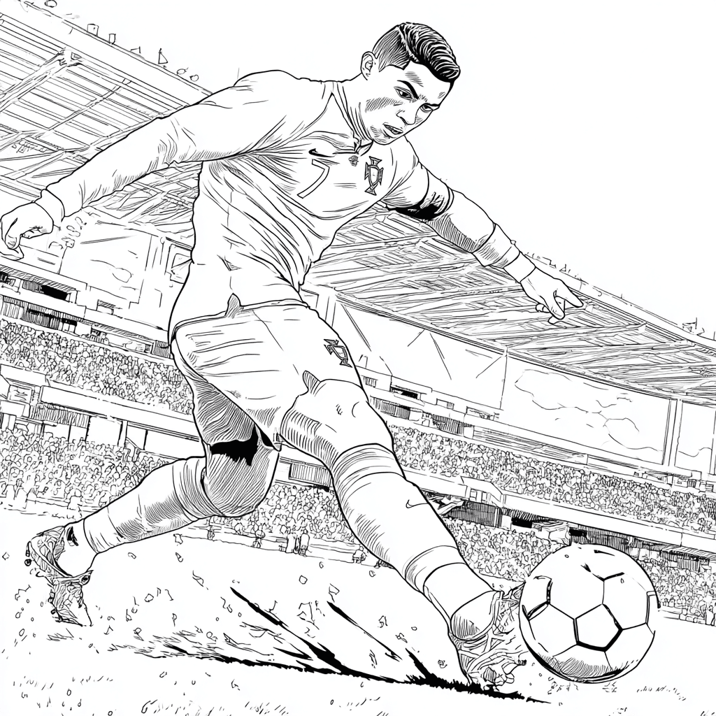 Página para colorir do jogador de futebol Cristiano Ronaldo – desenho para colorir