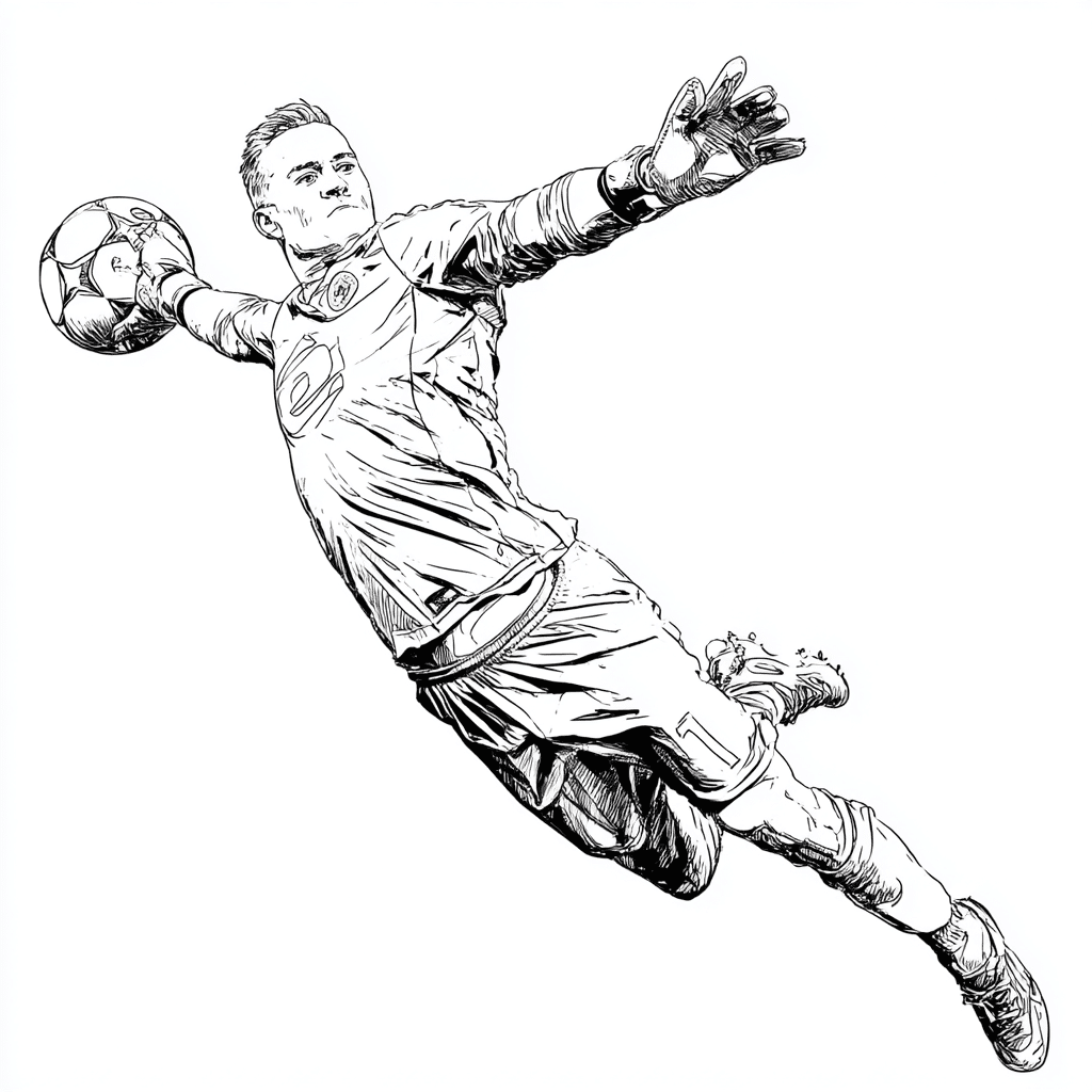 O jogador de futebol Marc-Andre Ter Stegen, goleiro – desenho para colorir