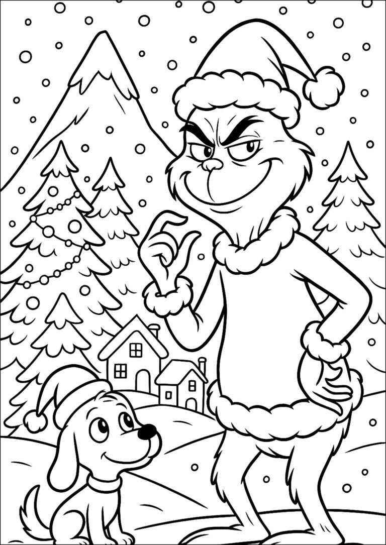 Grinch s psom – pobarvanka