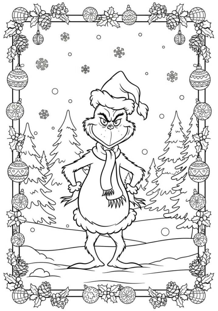 Página para colorir do Grinch no Natal – desenho para colorir