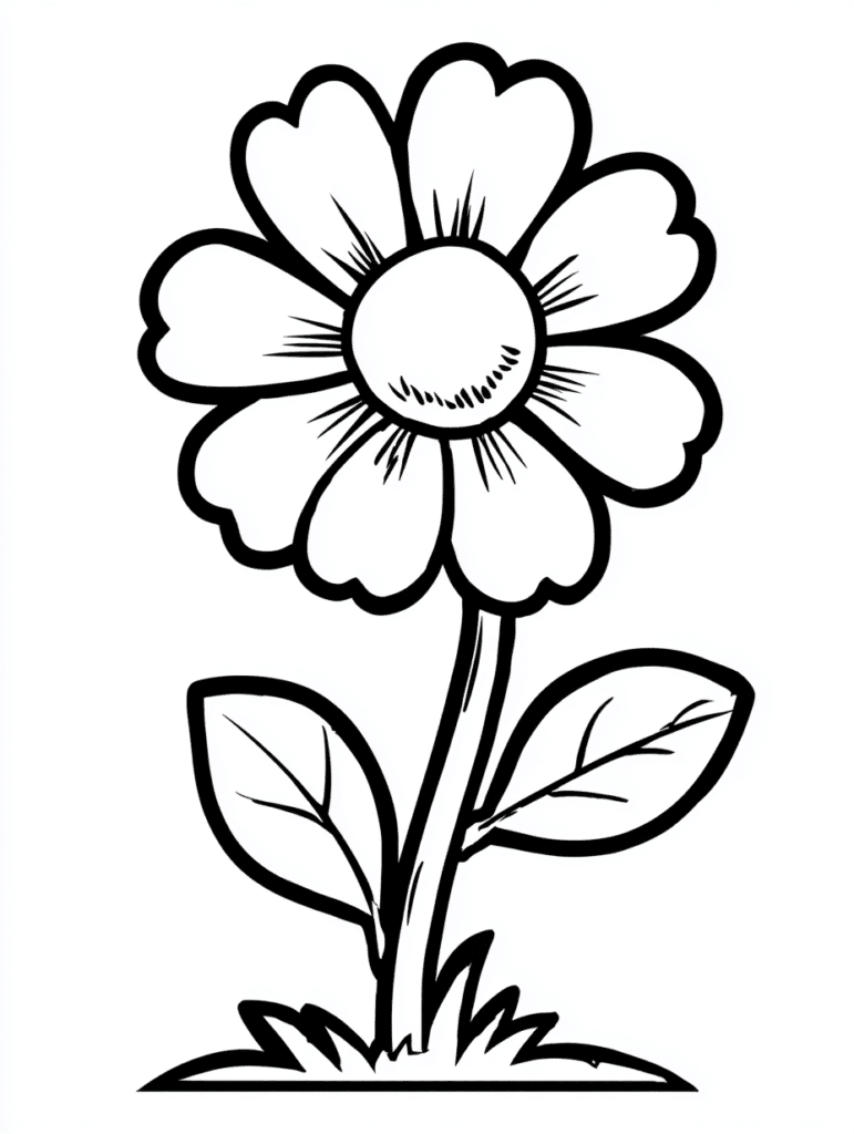 single flower – colouring page