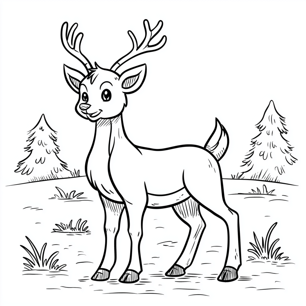 Deer – colouring page