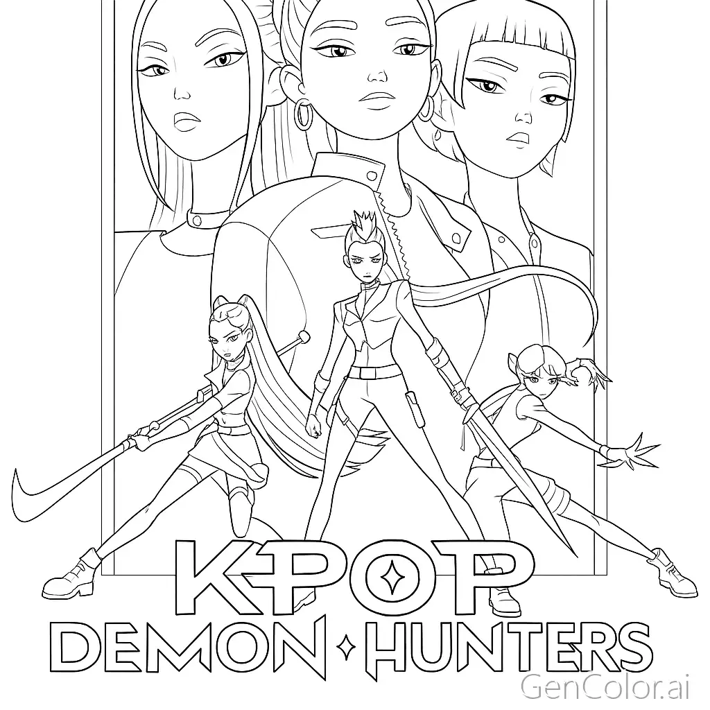 K-pop demon hunters plakat – pobarvanka