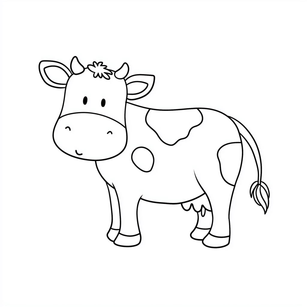 Página para colorir com vaca simples – desenho para colorir