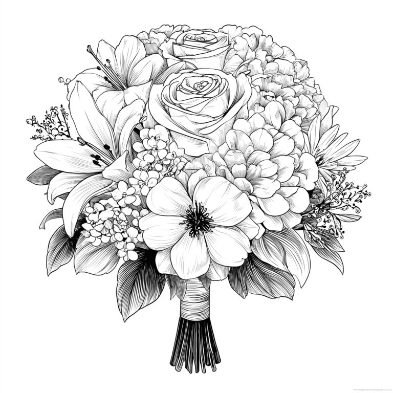 a bouquet of flowers – flowers – colouring page