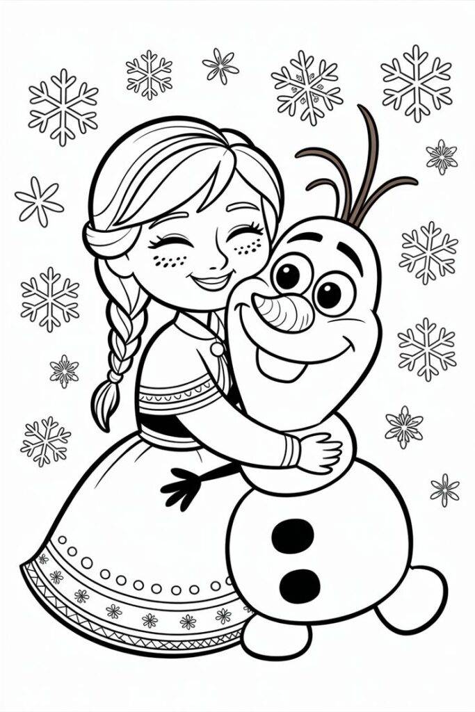 Malá Anna a Olaf – omalovánka