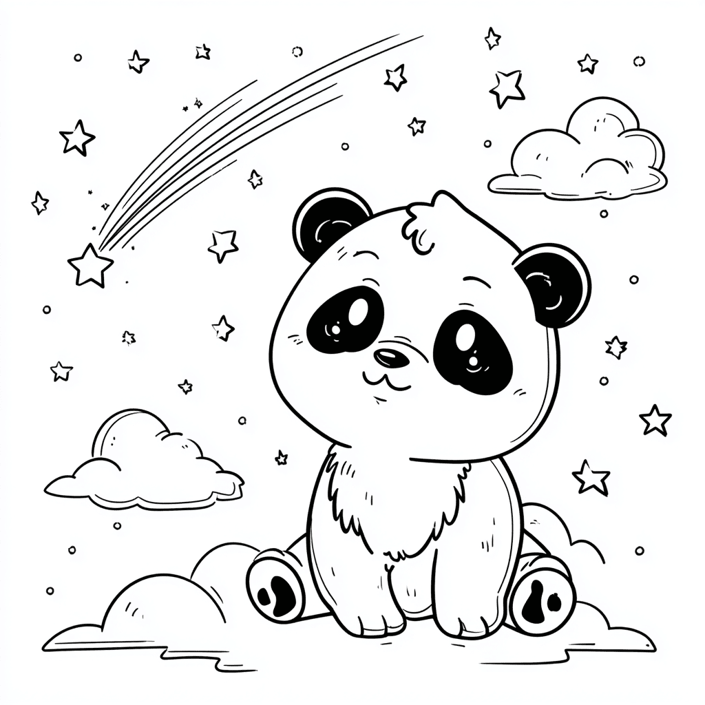 ursul panda și cometa – fișă de colorat