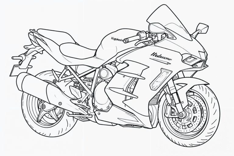 Motorrad Kawasaki Ninja H2R – Malvorlage