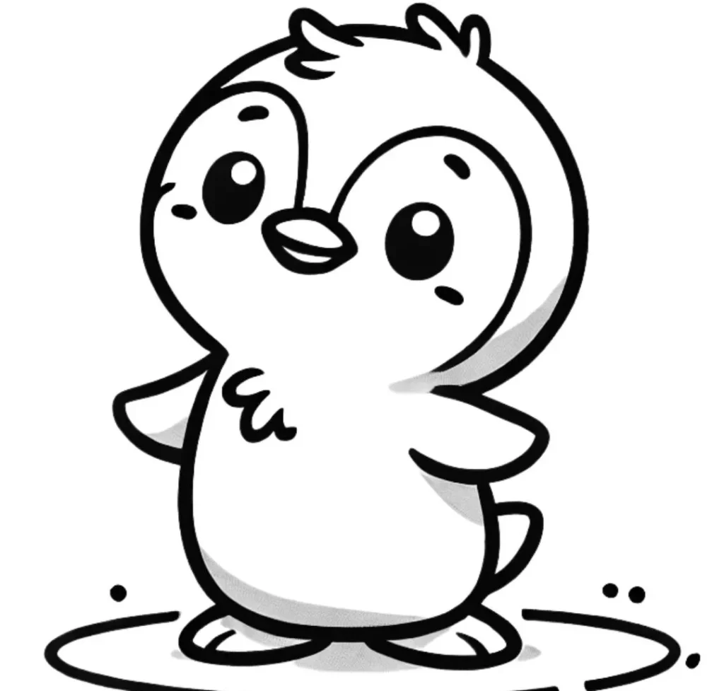 Pinguin mic și drăguț – fișă de colorat