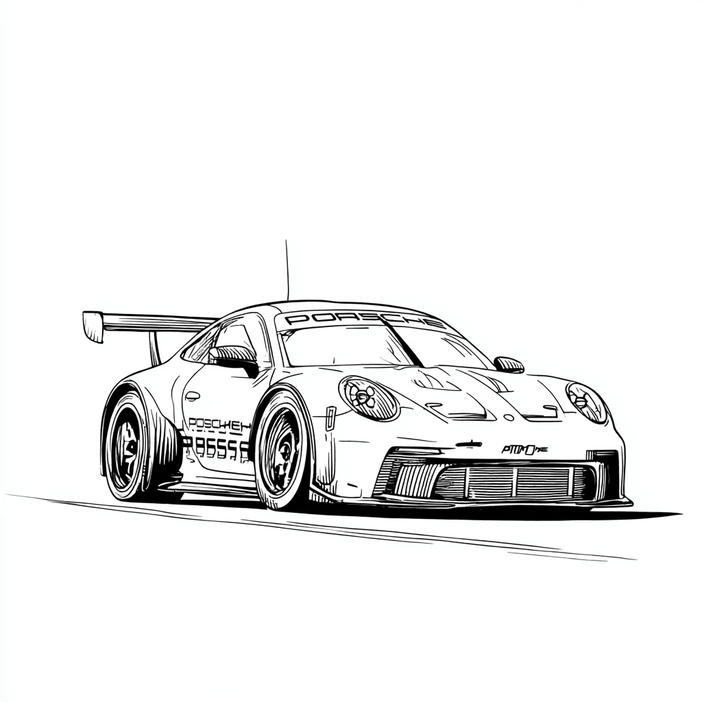 Mașină de curse Porsche – fișă de colorat