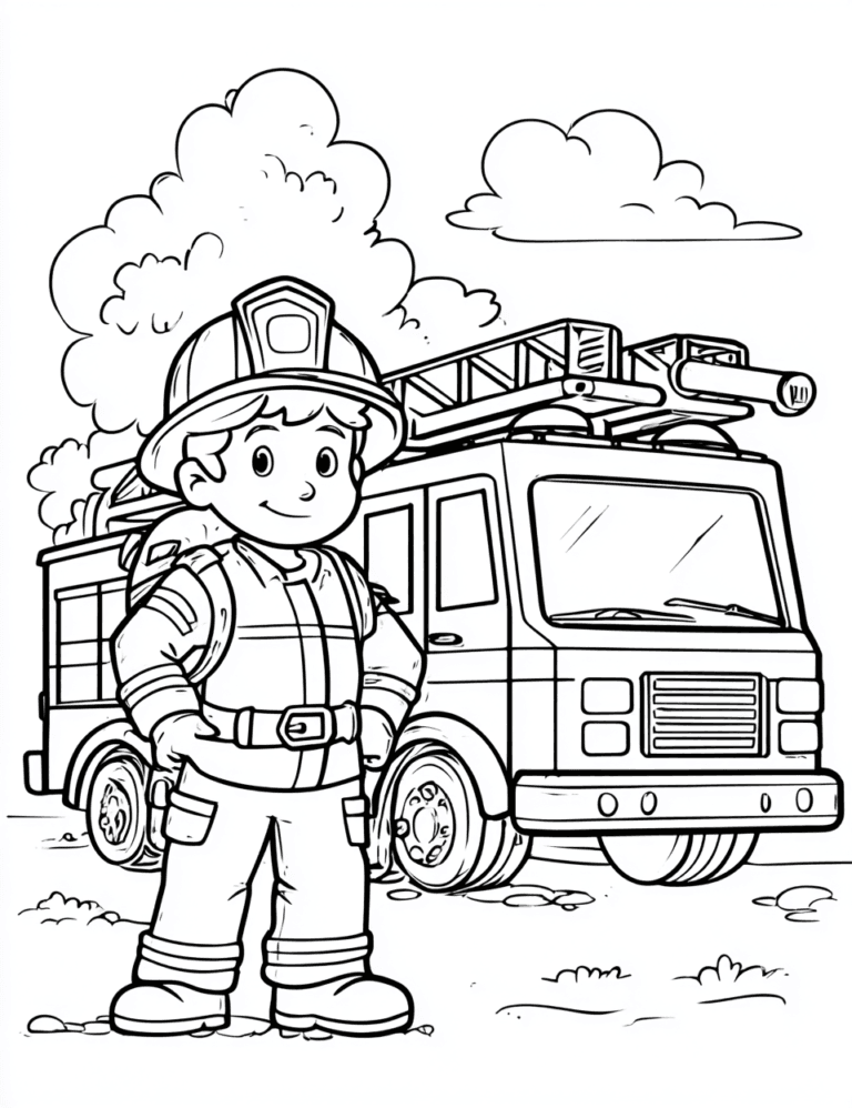 Feuerwehrmann – Malvorlage