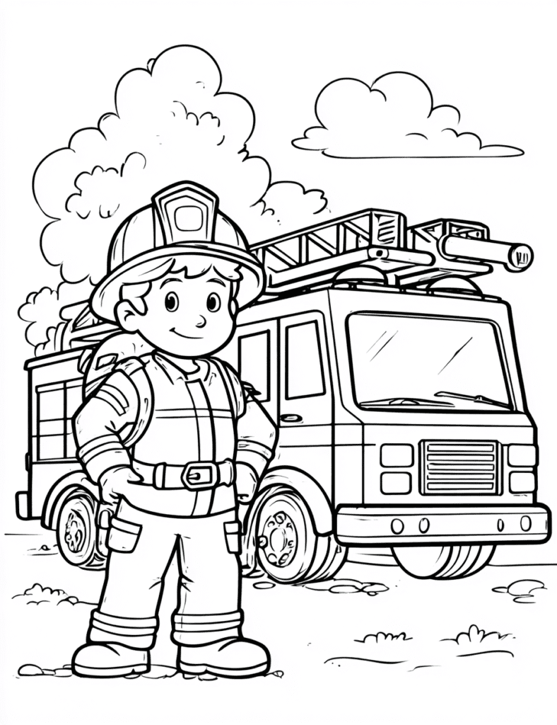 Feuerwehrmann – Malvorlage