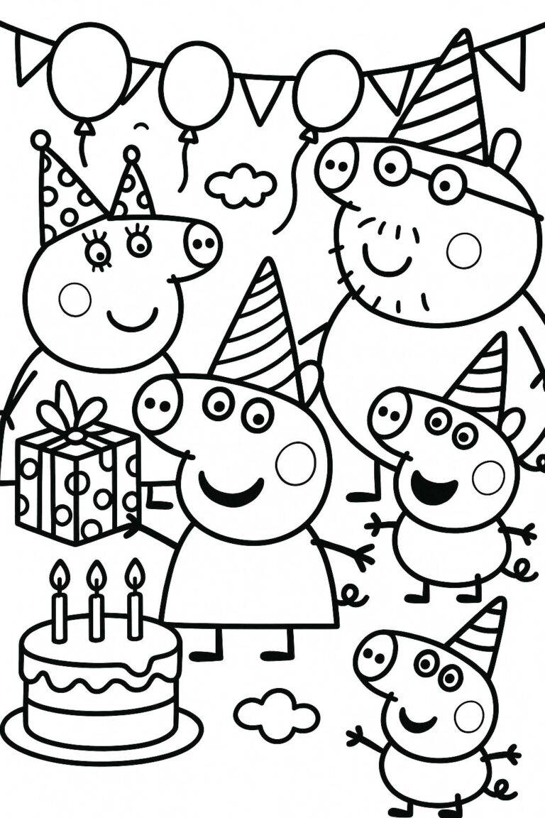Festa da Peppa Pig – desenho para colorir
