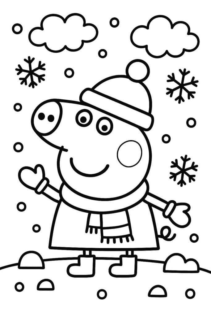 Peppa Pig Salju – halaman mewarnai