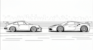 Závody automobilů Porsche – omalovánka