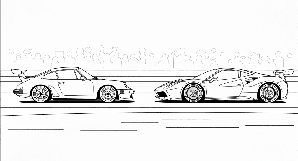 Porsche-Rennen – Malvorlage