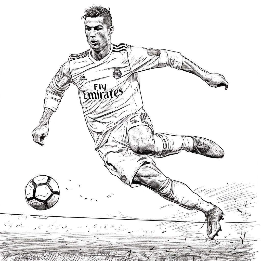 Ronaldo no ar – desenho para colorir