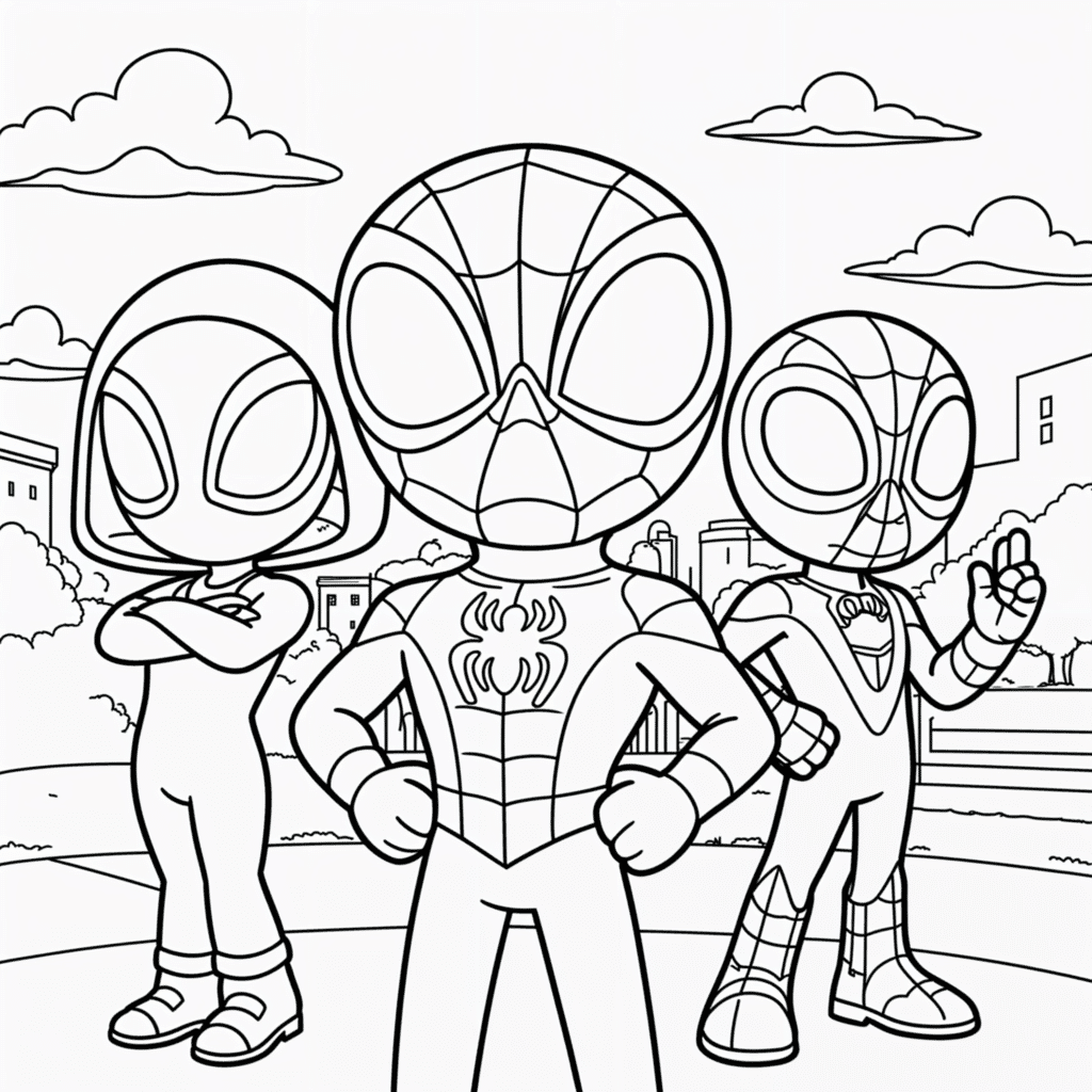 spidey przyjaciele bohaterowie – kolorowanka