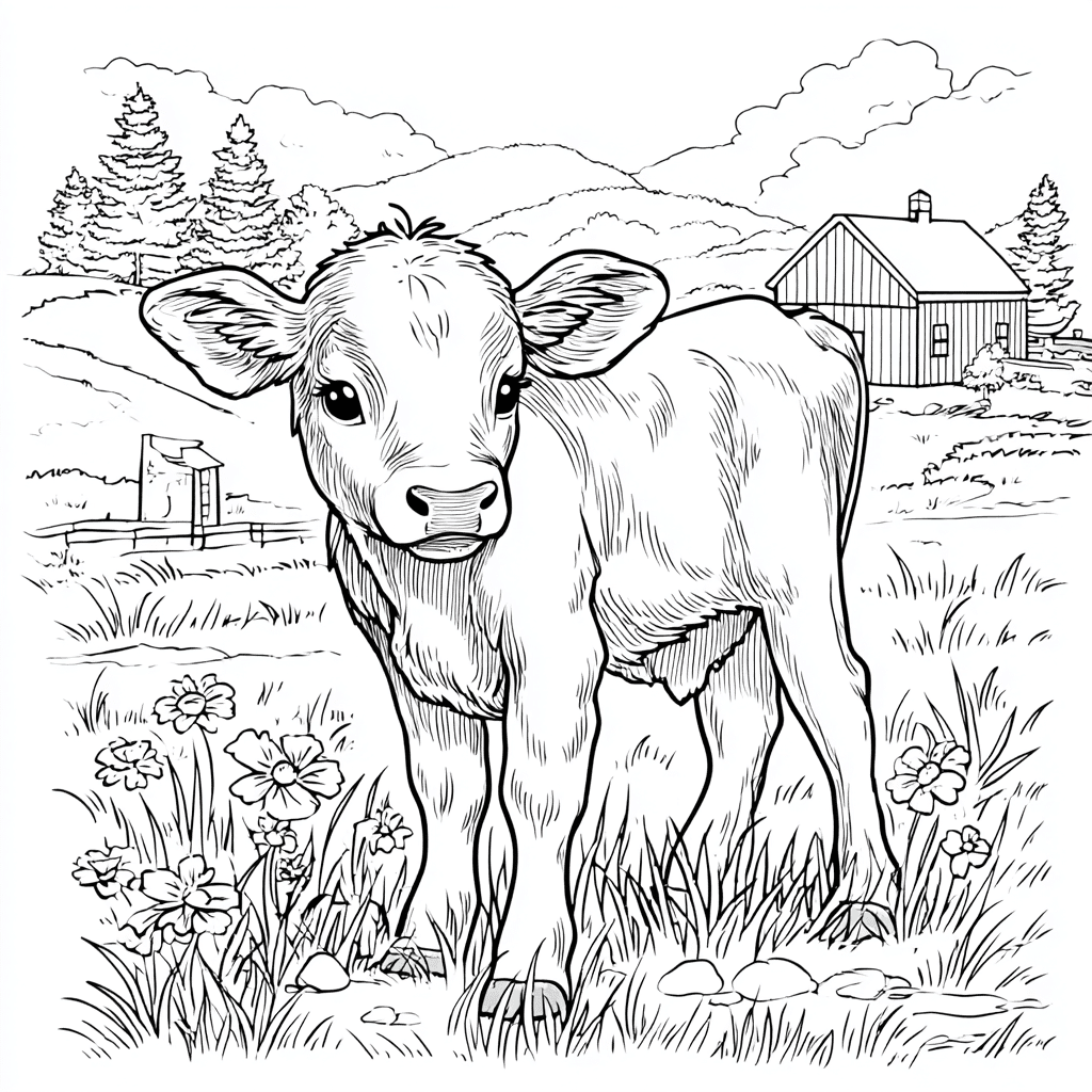 Anak sapi – halaman mewarnai