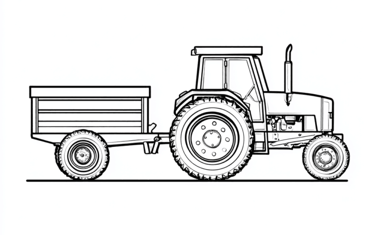 Traktor s prikolico – pobarvanka