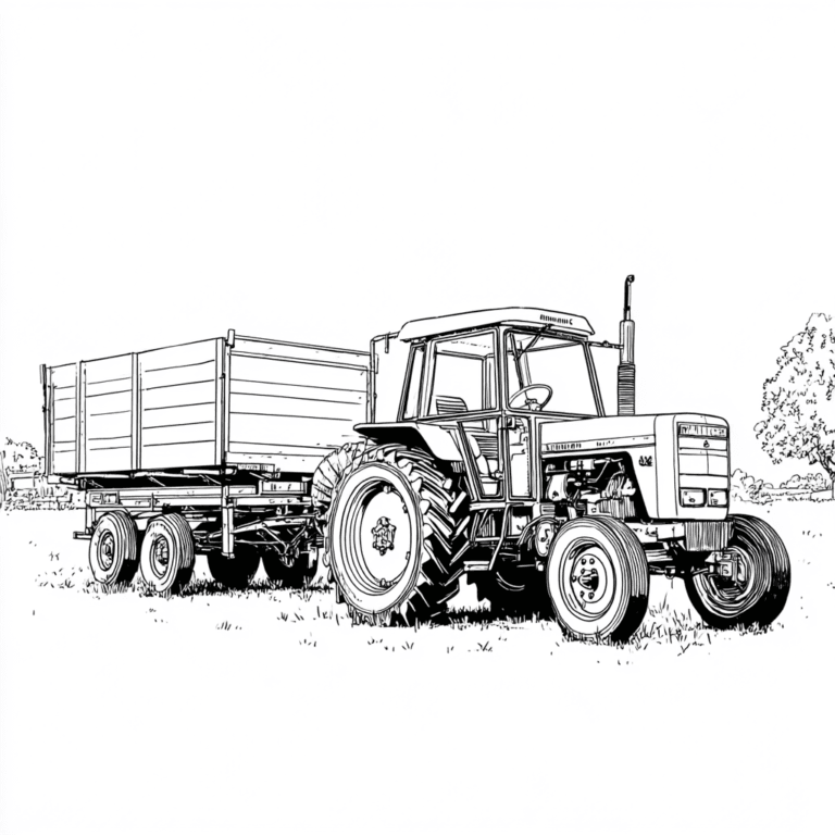 Traktor mit Anhänger Malvorlage