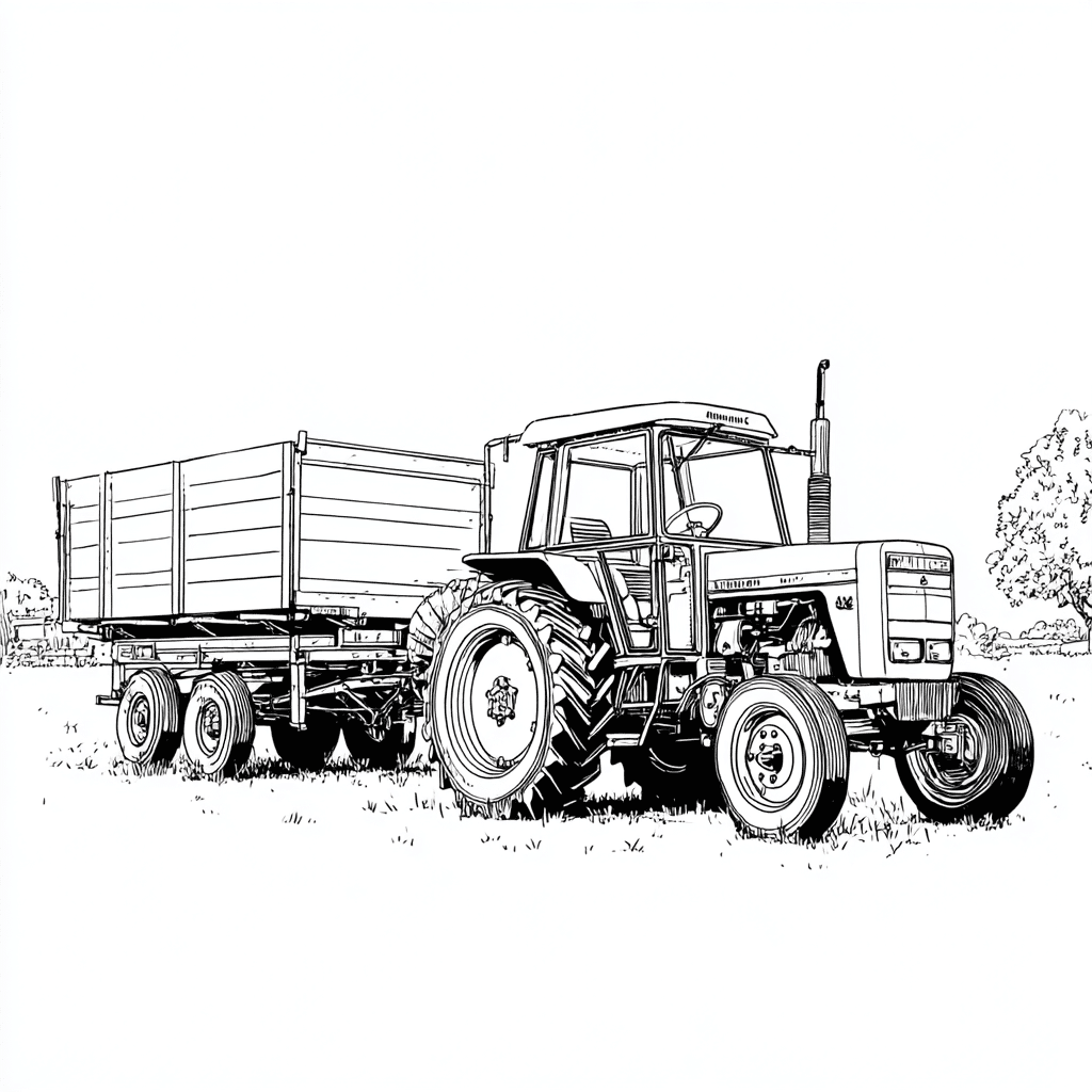 Traktor mit Anhänger Malvorlage