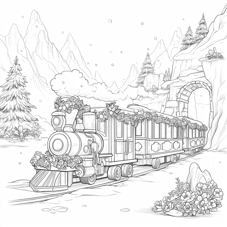 Trenul Polar Express – fișă de colorat