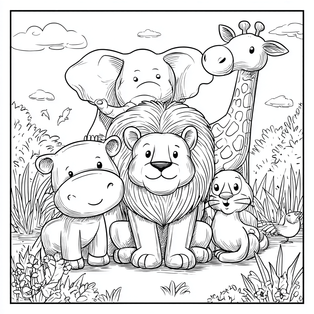 Página para colorir Animais na África – desenho para colorir