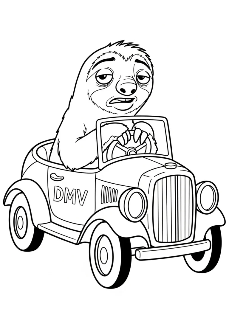 Flash na aute Zootropolis 2 – colouring page