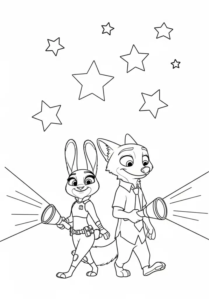 Nick a Judy Zootropolis 2 – fișă de colorat