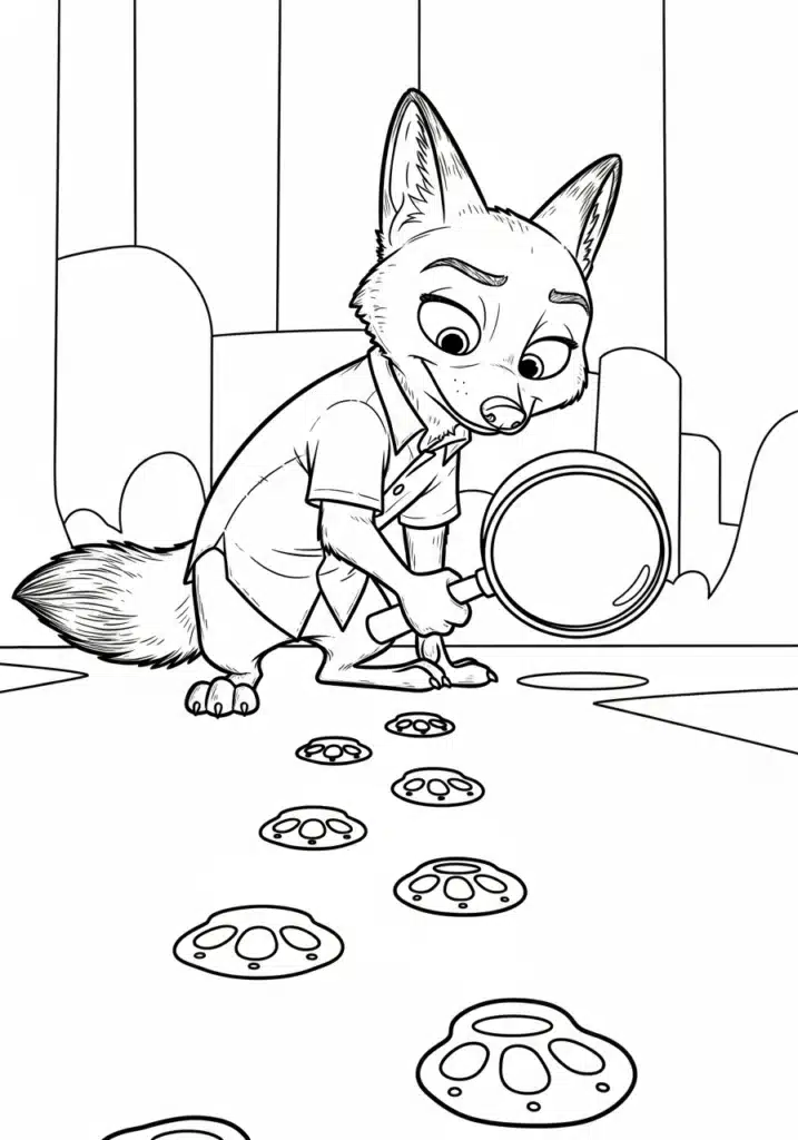 Nick mencari petunjuk Zootropolis 2 – halaman mewarnai