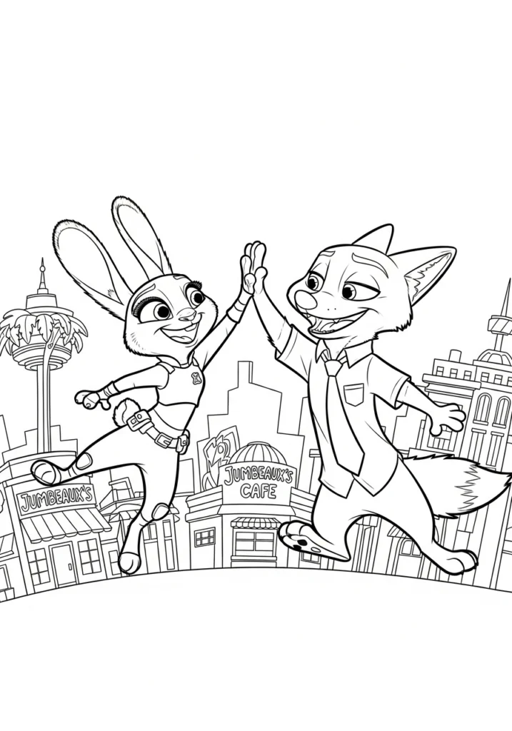 Zootropolis 2 Hase und Fuchs – Malvorlage